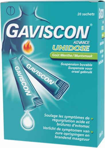 Gaviscon Advance orale suspensie munt 20 zakjes x10ml | Maagzuur
