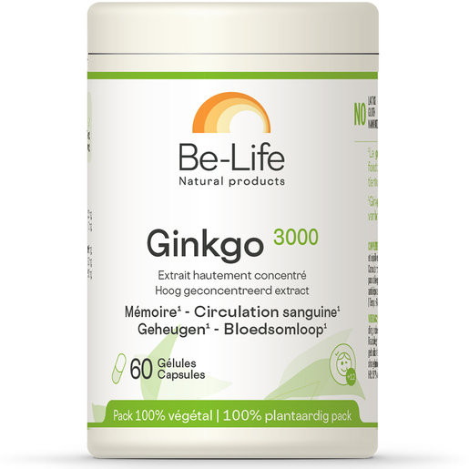 Be-Life Ginkgo 3000 60 Capsules | Bloedsomloop