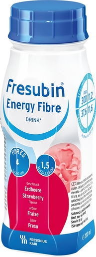Fresubin Energy Fibre Drink Aardbei 4x200ml | Orale voeding