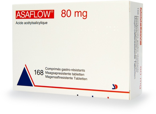 Asaflow 80mg 168 maagbestendige tabletten | Algemene bloedsomloop - Vloeibaarheid van het bloed