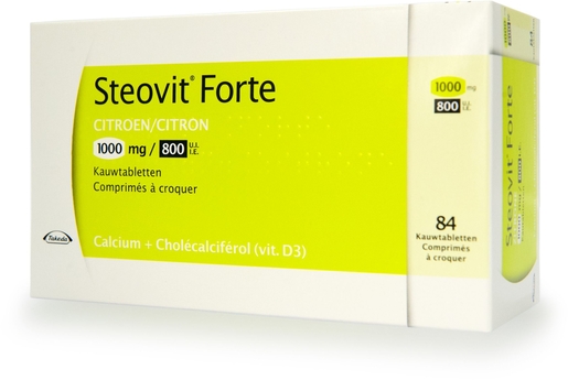 Steovit Forte 1000mg/800 IE 84 Kauwtabletten (Citroen) | Calcium - Vitamine D