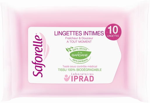 Saforelle Lingette Intimes 1x10 | Soins pour hygiène quotidienne