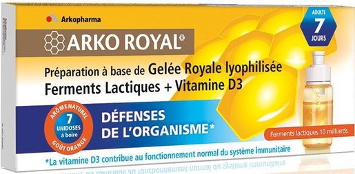 ArkoRoyal Gelée Royale + Ferments Lactiques 7 Unidoses x7,5ml | Gelée royale