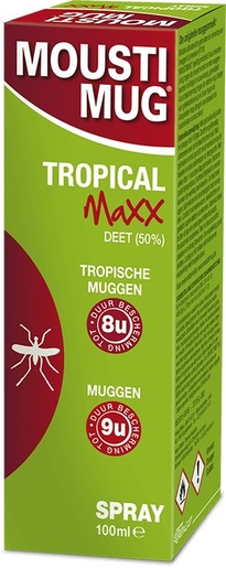 Moustimug Tropical MaXX 50% Deet Spray 100ml | Antimuggen - Insecten - Insectenwerend middel