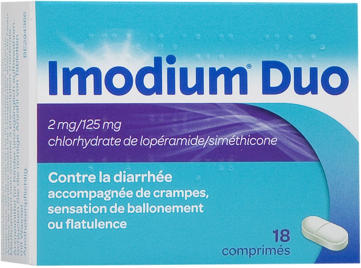 Imodium Duo 2mg 125mg 18 Comprimes Diarrhee Turista