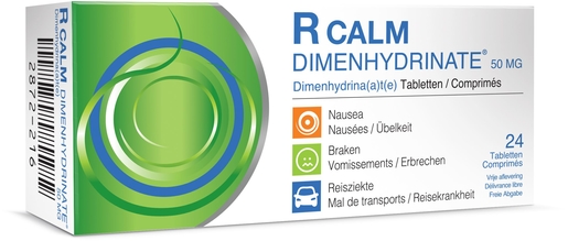 R Calm Dimenhydrinate 24 Comprimés | Nausées - Vomissements - Digestion