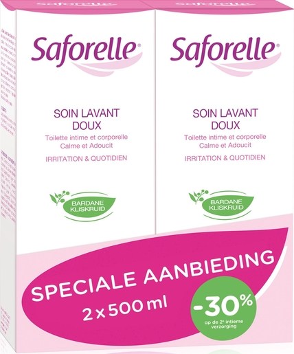Saforelle Zachte Wasoplossing  Duo 2x500ml (2e product voor - 30%) | Verzorgingsproducten voor de dagelijkse hygiëne