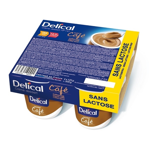 Delical Roomdessert HP-HC Zonder Lactose Koffie 4x125g | Orale voeding