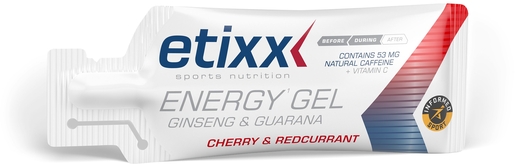 Etixx Energy Gel Ginseng &amp; Guarana (saveur groseille-cerise) 12x50g | Sport