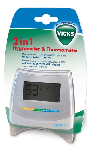 Vicks Hygrometer &amp; Thermometer 2 In 1 V70emea | Thermometers
