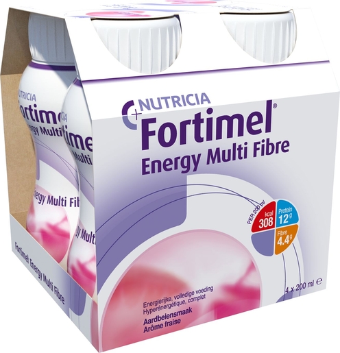 Fortimel Energy Multi Fibre Fraise 4x200ml | Nutrition orale