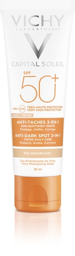 Vichy Ideal Soleil Gekleurde Anti-Vlekken verzorging 3-in-1 SPF50+ 50ml | Bescherming gezicht