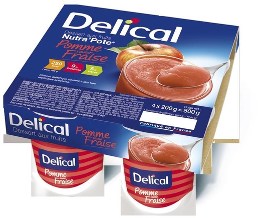 Delical Nutra Pote Pomme Fraise 4x125g | Nutrition orale