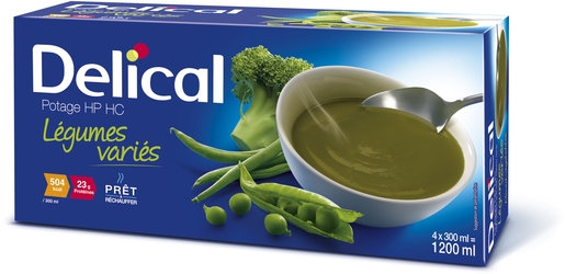 Delical Potage HP-HC Légumes Variés 4x300ml | Nutrition orale