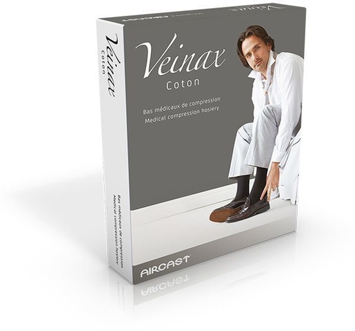 Veinax Coton Chaussettes Longues pour Homme (Couleur Noir - Classe 2 - Taille 2) | Jambe - Genou - Cheville - Pied