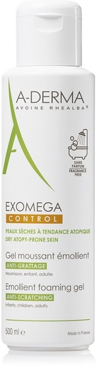 A-Derma Exomega Control Gel Moussant Emollient 500ml | Bain - Toilette