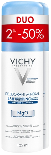 Vichy Déodorant Mineral 48h Duo 2x125ml (2ème à -50%) | Déodorants classique