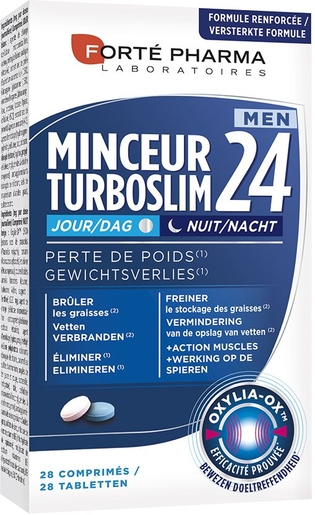 Turboslim Slimmer 24 (Men) Dag en Nacht 28 Tabletten | Vetverbranders