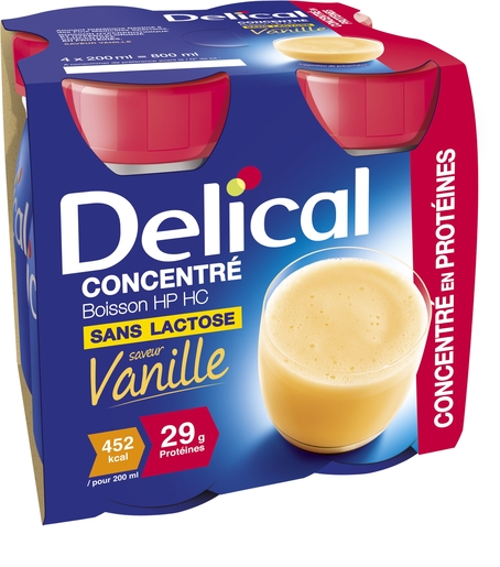 Delical Concentraat Drank HP-HC Vanilla 4x200ml | Orale voeding