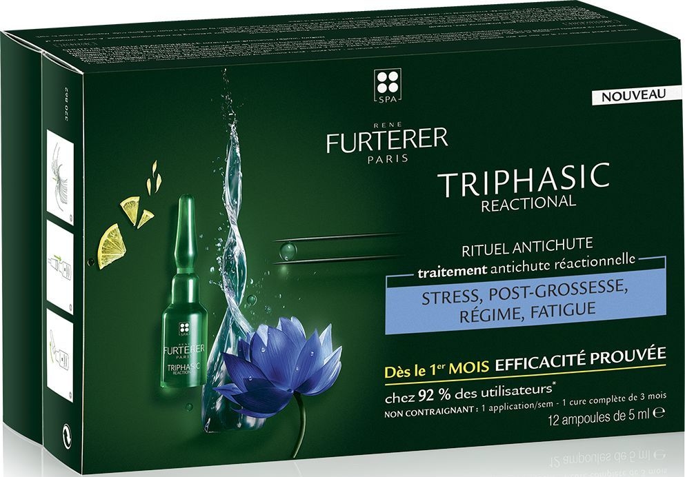 René Furterer Triphasic Reactional Cure 3 Mois Ampoules 12x5ml  Chute