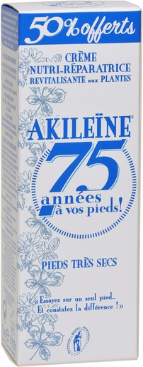 Akileine Crème Nutri Réparatrice Pieds Secs 75ml (50% offert) | Pieds secs