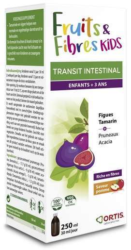 Ortis Fruits &amp; Fibres Kids Transit Intestinal Sirop +3 ans 250ml | Digestion - Transit