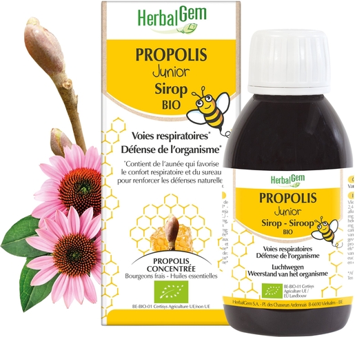 Herbalgem Propolis Siroop Junior Bio150ml | Verzacht de keel