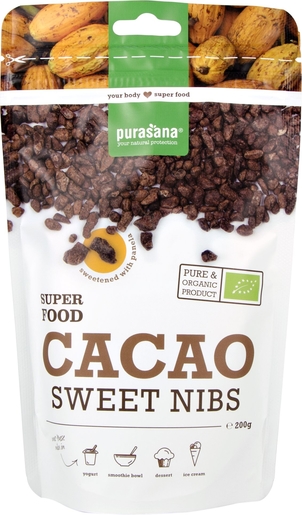 Purasana Cacao Sweet Nibs Panela 200g Be-bio-02 | Produits Bio