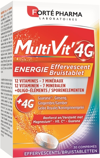 MultiVit&#039; 4G Energie 30 Comprimés Effervescents | Forme - Energie