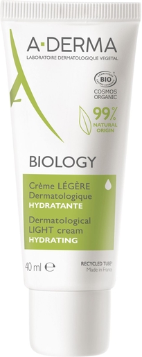 A-Derma Biology Crème Légère Dermatologique 40ml | Hydratation - Nutrition