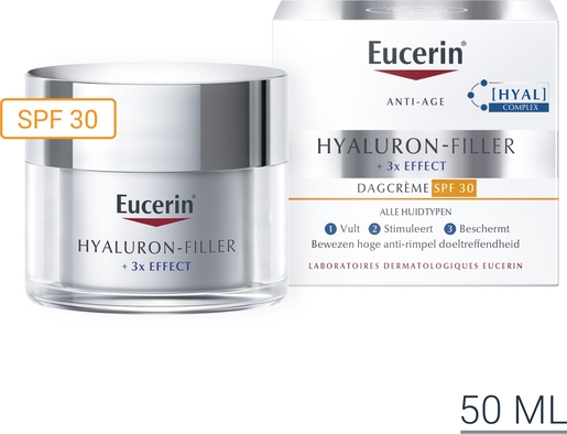 Eucerin Hyaluron-Filler +3x Effect Dagcrème SPF 30 Alle Huidtypen Anti-Age &amp; Rimpels Pot 50ml | Lichaam & gezicht