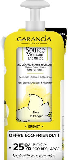 Garancia Source Micellaire Fleur D&#039;Oranger Flacon + Recharge 2x400ml | Démaquillants - Nettoyage