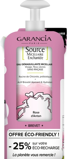 Garancia Source Micellaire Enchantée Rose d&#039;Antan + Recharge 2x400ml | Démaquillants - Nettoyage