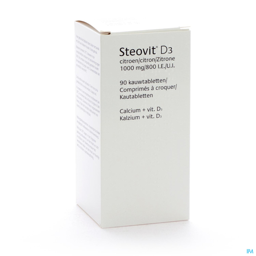 Steovit D3 1000mg/800 UI 90 Comprimés à Croquer (Citron) | Calcium - Vitamines D
