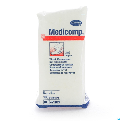 Medicomp Compresses Non Stériles (4 plis) 5x5cm 100 Pièces | Pansements - Sparadraps - Bandes