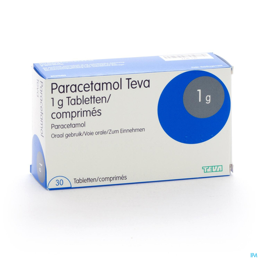 Paracetamol Teva 1g 30 Comprimés | Maux de tête - Douleurs diverses