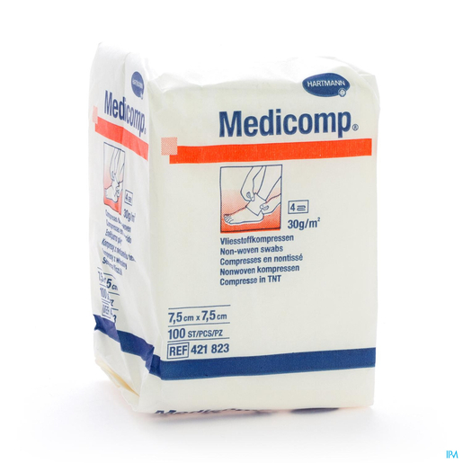 Medicomp niet-steriele kompressen (4 lagen) 7,5x7,5cm 100 stuks | Verbanden - Pleisters - Banden