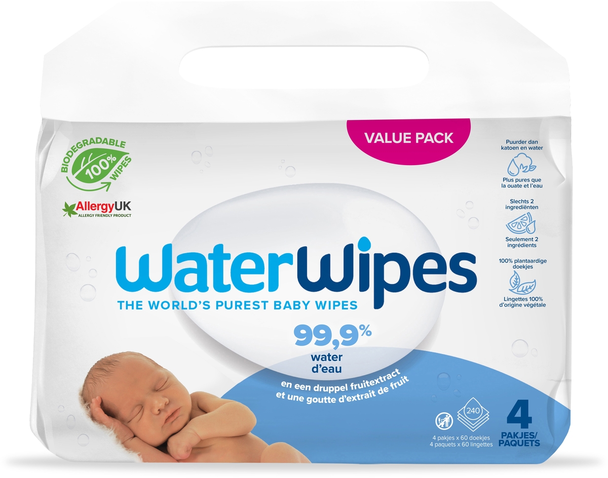 Water Wipes Biodégradable 4x60 lingettes