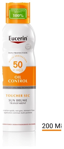 Eucerin Sun Sensitive Protect SPF 50 Toucher Sec Brume Transparent 200ml  | Crèmes solaires