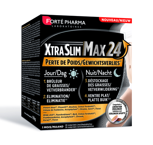 verkoper Tandheelkundig Buiten adem Forté Pharma Xtraslim Max 24u 60 Tabletten | Afslanken en gewicht verliezen