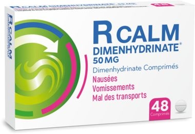 R Calm Dimenhydrinate 48 Comprimés | Mal des transports