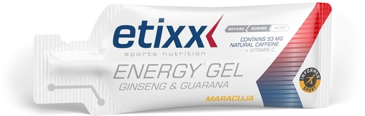 Etixx Energy Gel Ginseng &amp; Guarana (saveur fruit de la passion) 12x50g | Performance