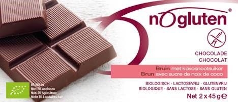 Nogluten Chocoladereep Bruin Bio 2x45g 3995 | Glutenvrij