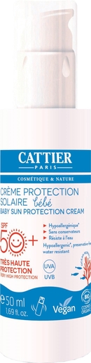 Cattier Zonnecrème SPF 50+ Baby Zeer Hoge Bescherming 50 ml | Zonneproducten baby en kind