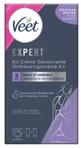 Veet Ontkleurende Crème Kit Gezicht en Lichaam 2 x 75 ml | Epileren