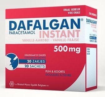 Dafalgan Instant 500mg Vanille-Fraise 20 Sachets | Maux de tête - Douleurs diverses