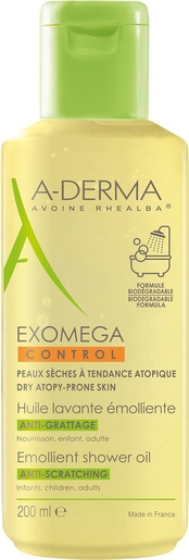 A-Derma Exomega Control Huile Lavante Emollient Anti-Grattage 200ml | Bain - Toilette