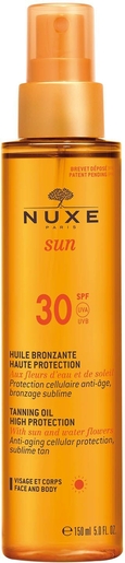 Huile Bronzante  Nuxe Sun Visage Corps IP30 150ml | Crèmes solaires