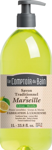 Le Comptoir du Bain Savon Liquide Marseille Citron-Menthe 1L | Bain - Douche