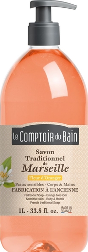 Le Comptoir du Bain Savon Liquide Marseille Fleur Oranger 1L | Bain - Douche